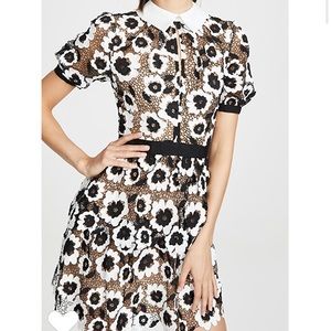 Self Portrait Abstract Floral Guipure Mini Dress